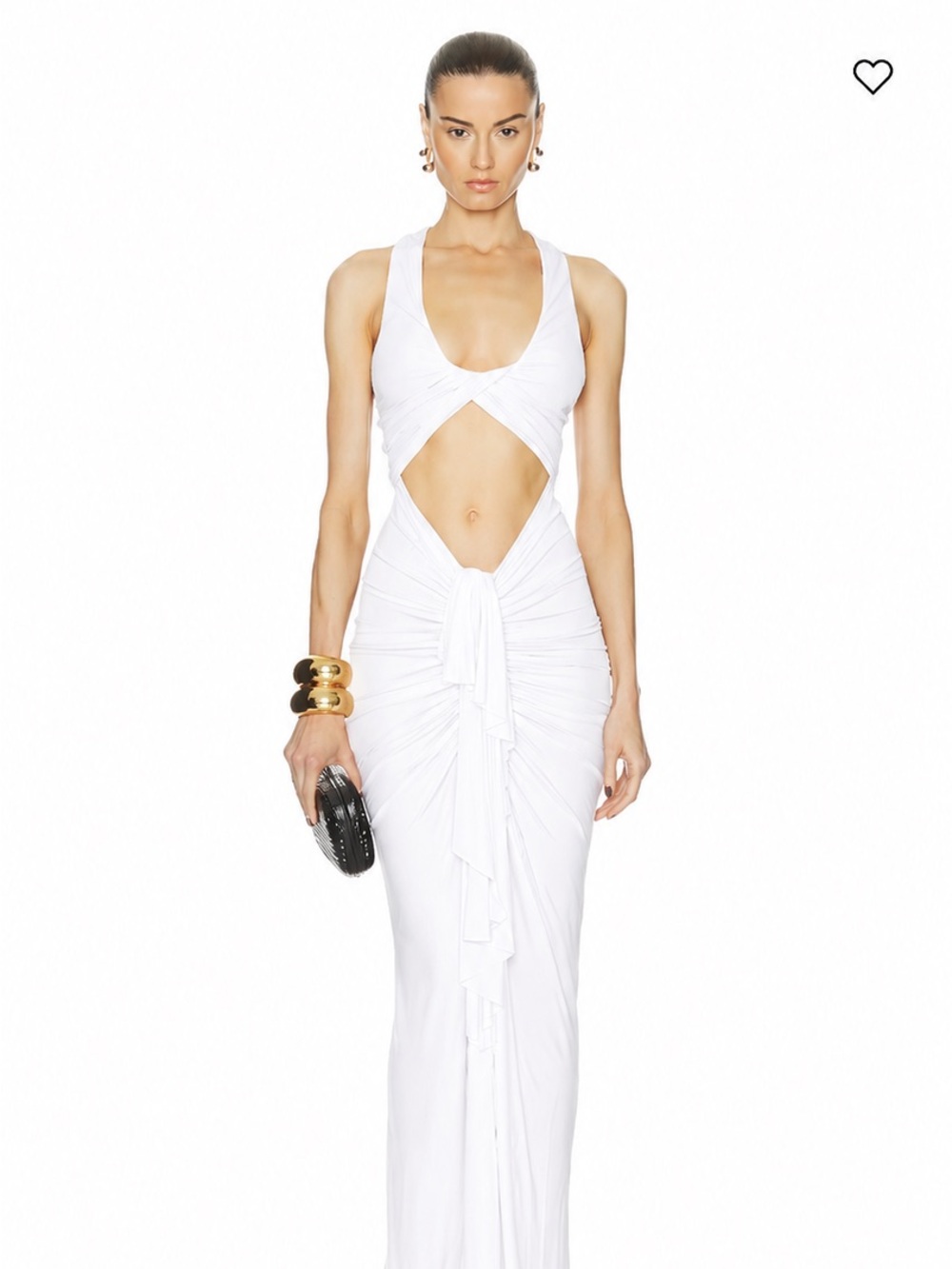 Christopher Esber White Cutout Maxi with Front Tie Detail.